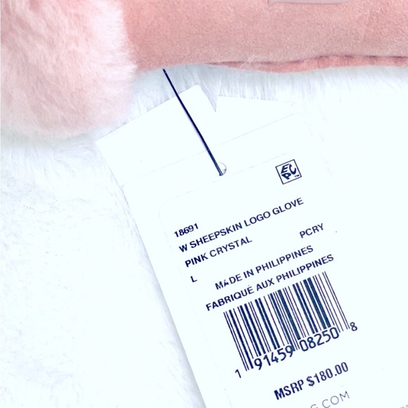 🎁UGG Premium Fur-lined Sheepskin Logo Gloves, Size Large, Pink Crystal (NWT) - Picture 6 of 7